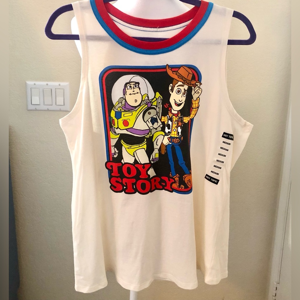 Hot Topic Toy Story Tank Top - White with Red and Blue Accents